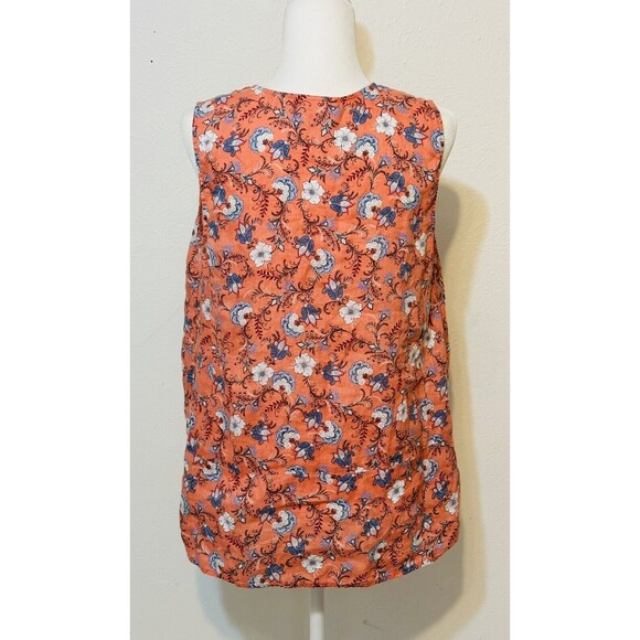 J. JILL LOVE LINEN Women Size M Split Neck Floral Top Blouse Timeless Boho Beach - Picture 6 of 11